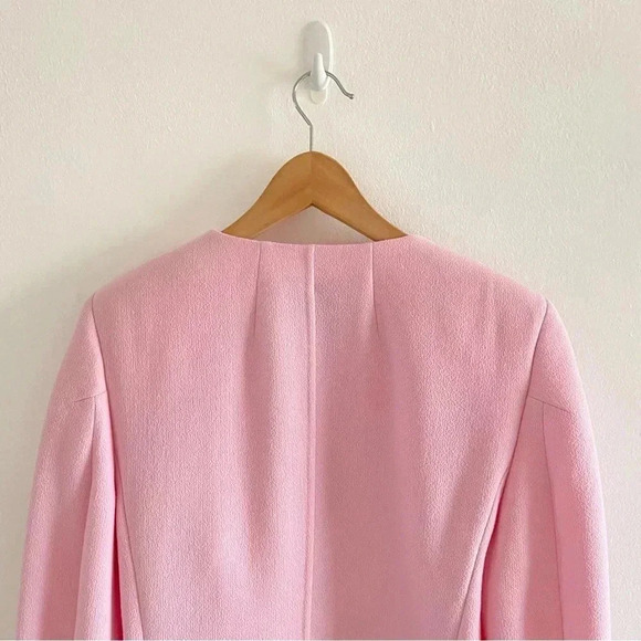 AKRIS Garry Pink Double-Faced Wool Crepe Fringe Jacket Sz 12 - Picture 10 of 16